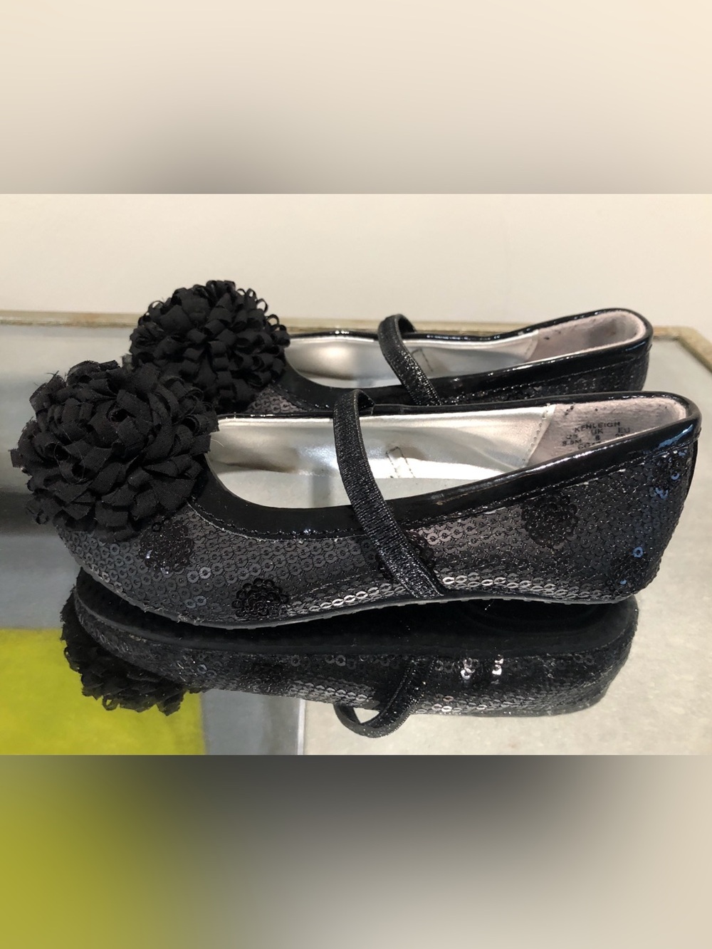 EUC Stride Rite Sz 8.5 9 Kenleigh Girl's Dress Black Shoes Flats Black EU 25.5